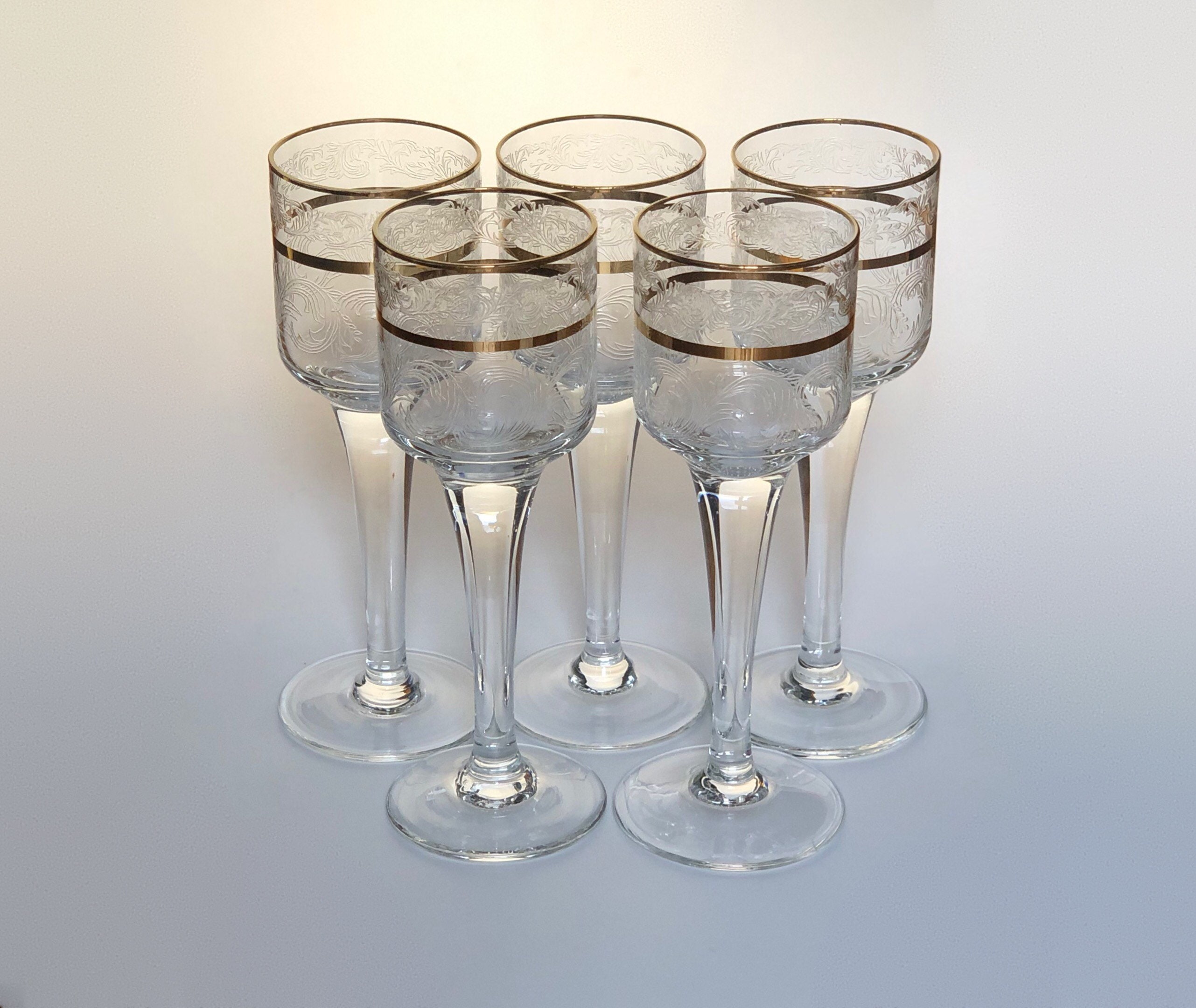 Set of 5 vintage stem shot glasses Etsy