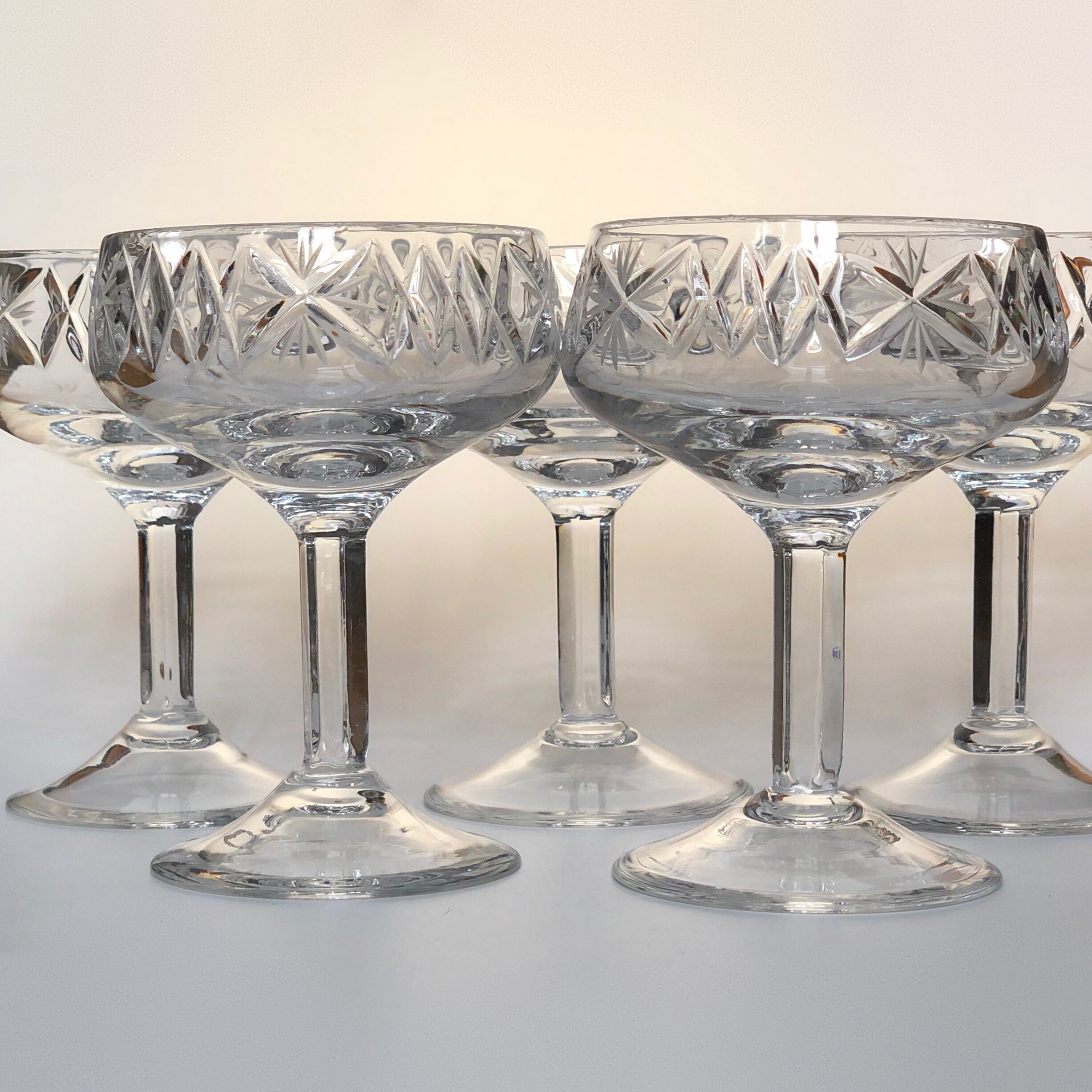 Set of 5 vintage crystal coupe glasses Etsy
