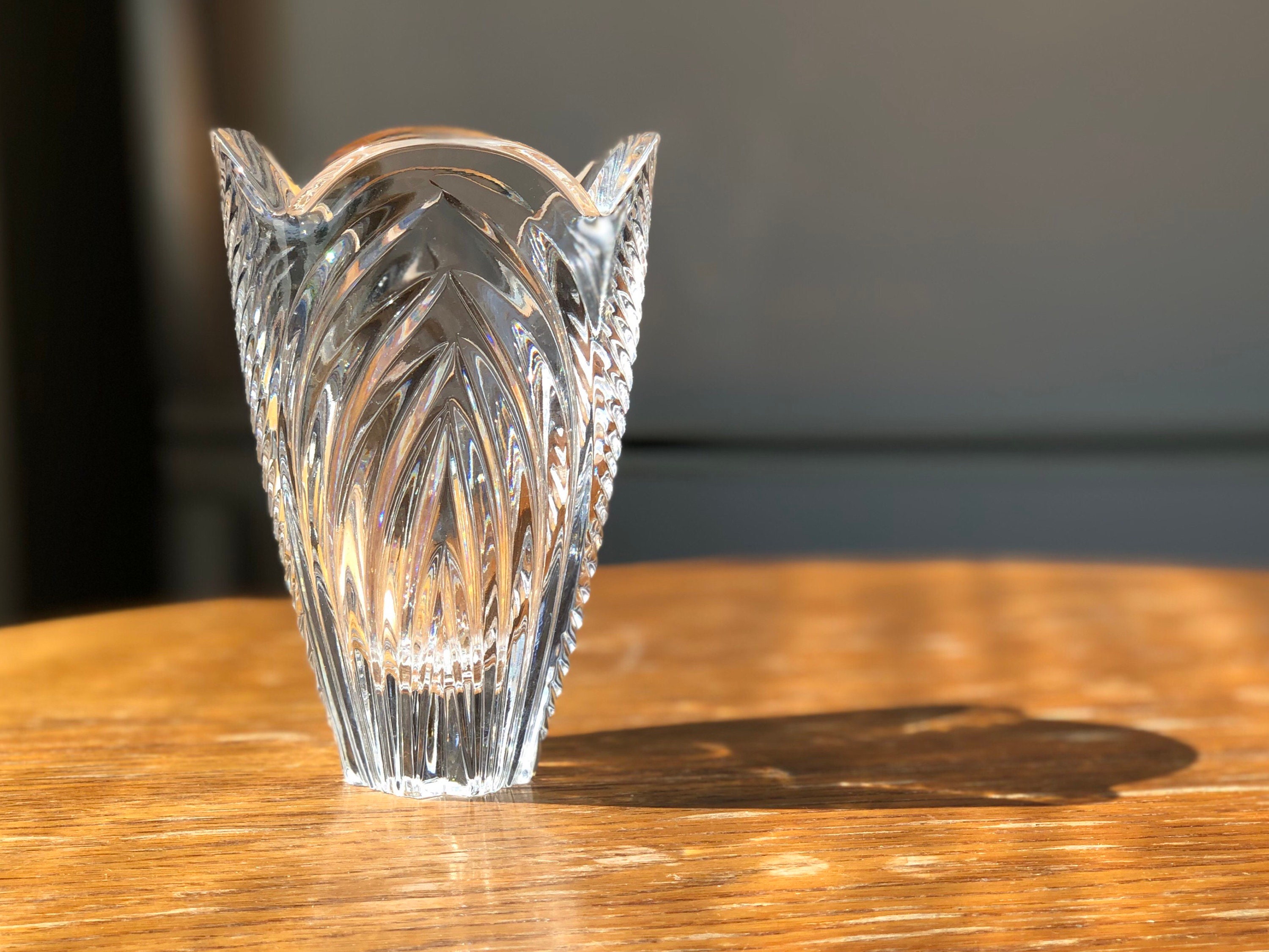 Small vintage crystal vase clear bud vase Etsy