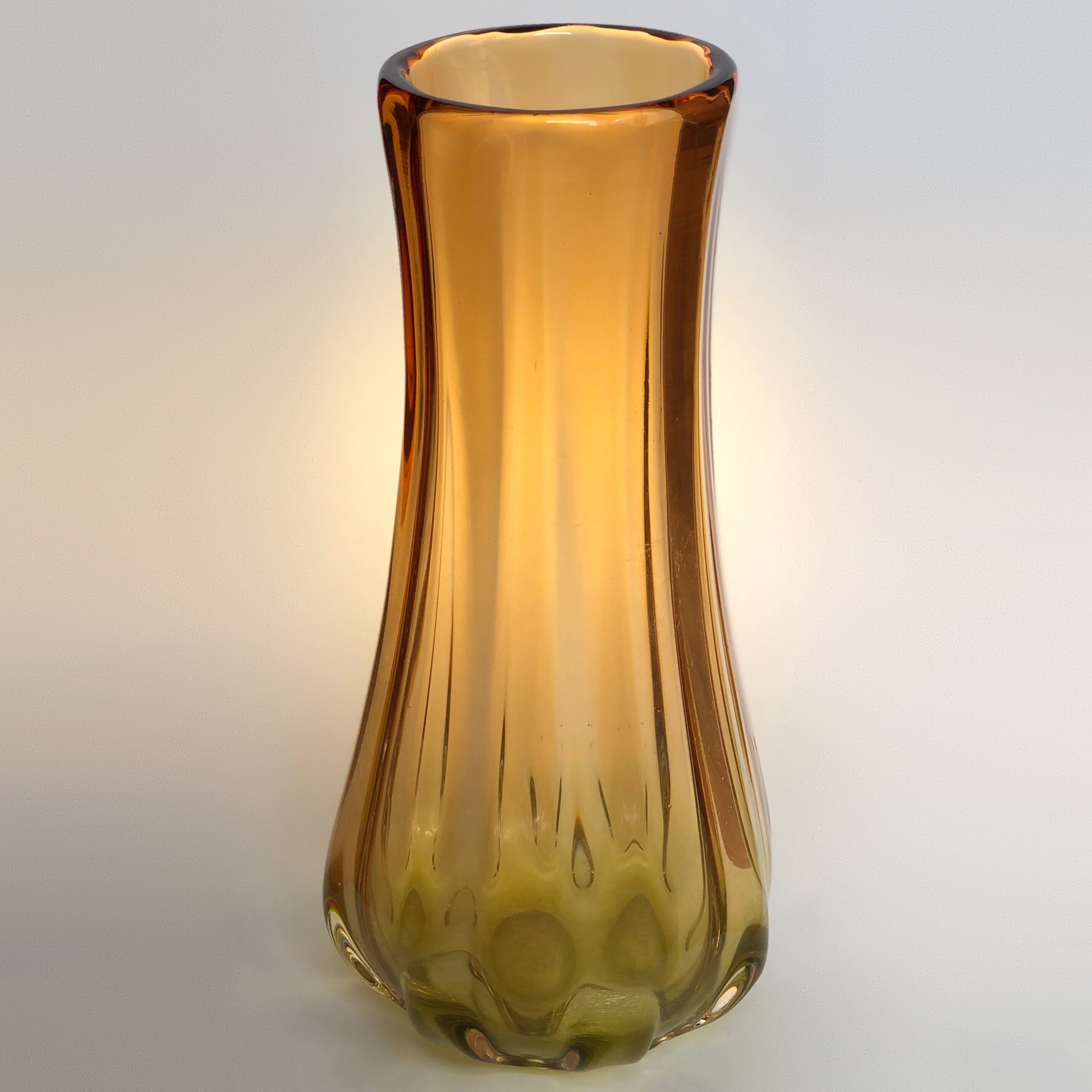 Amber glass vase Vintage Glass vase Etsy