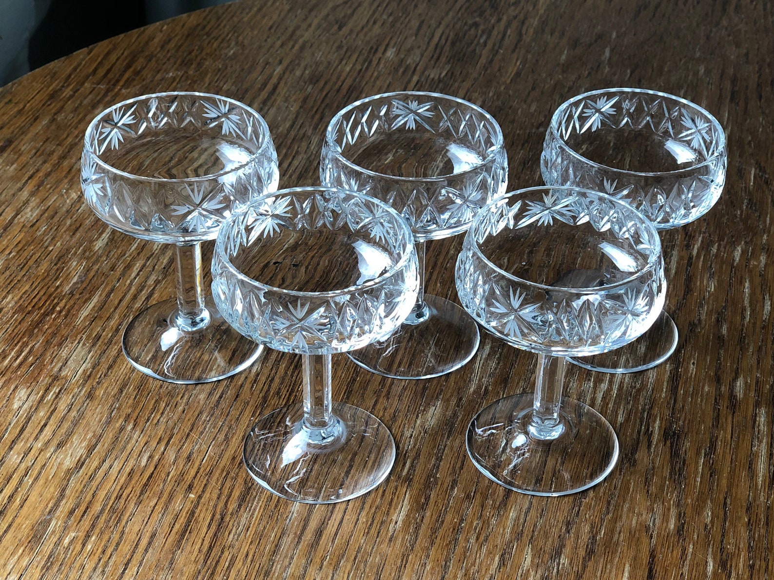 Set of 5 vintage crystal coupe glasses Etsy