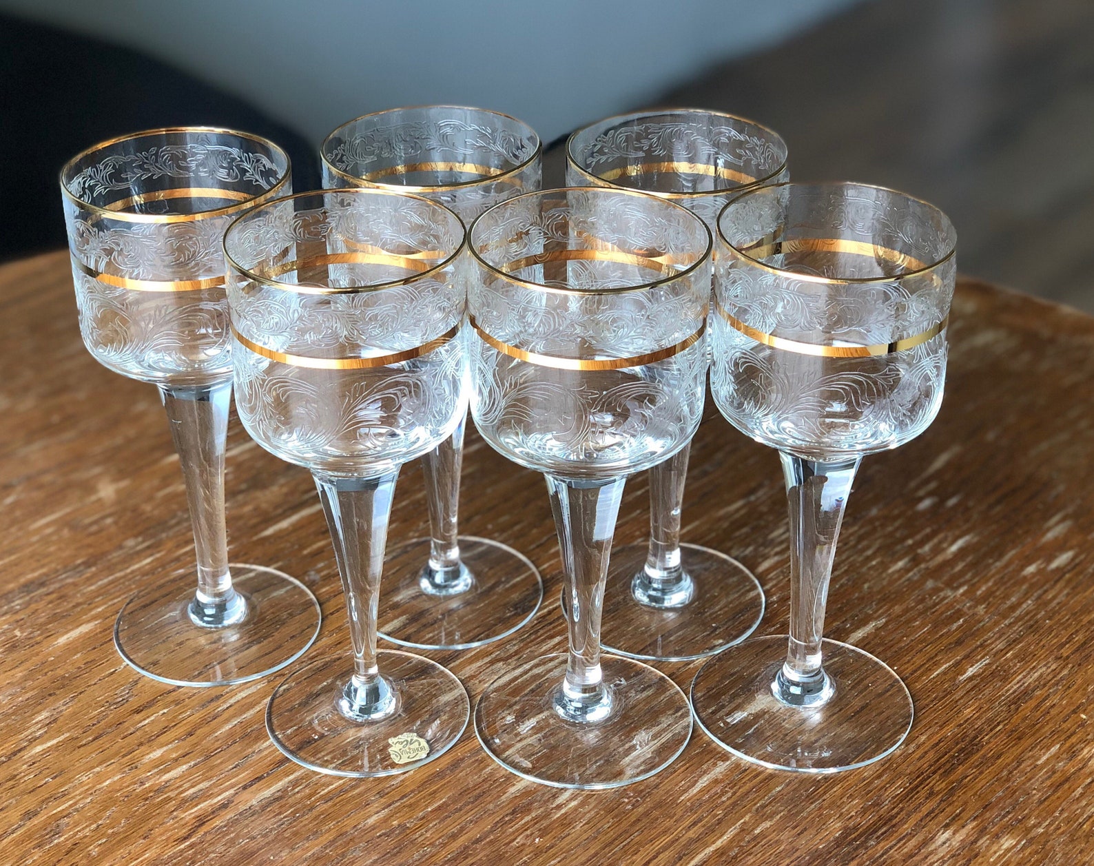 Set of 6 Vintage Bohemian Crystal Wine Glasses crystal Etsy