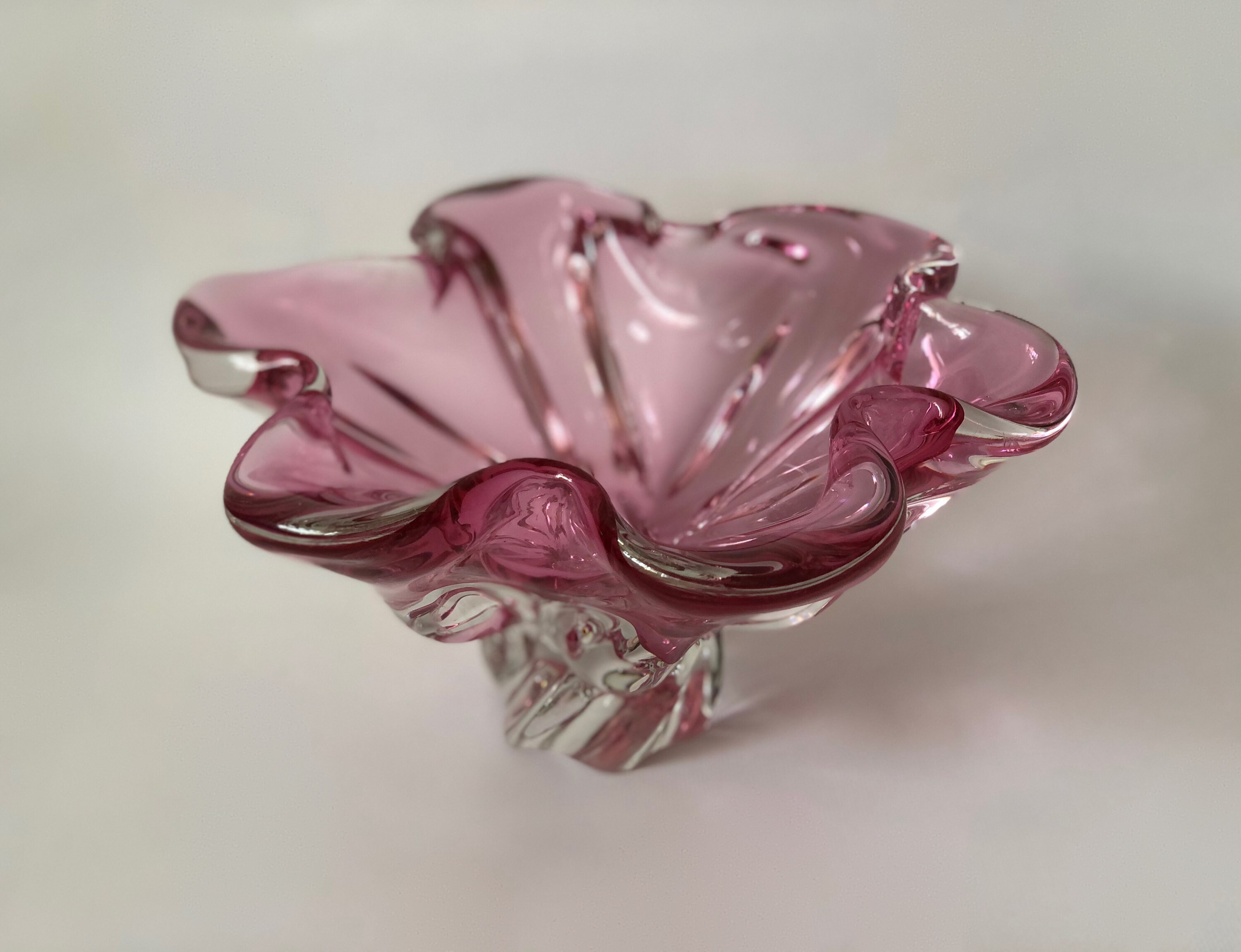 Large Murano glass bowl 11 Centerpiece cranberry vase Etsy