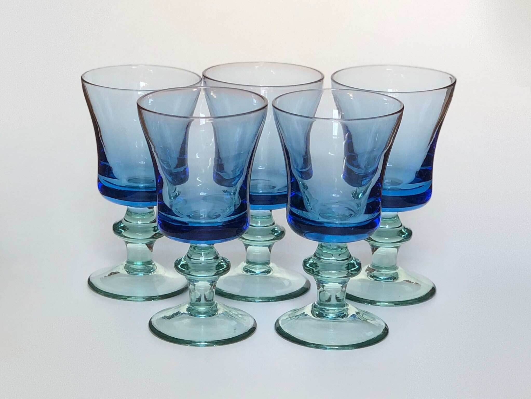 Vintage glasses blue stem glasses Etsy