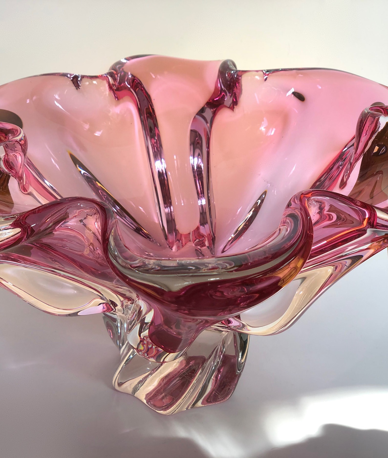 Large Murano glass bowl 11 Centerpiece cranberry vase Etsy