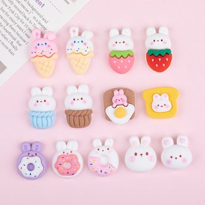 Cute Rabbit Theme Series Decorazione Cabochon Forniture fai da te Decorazione fermaglio per capelli Charms Kawaii #010