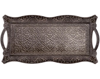 Handmade Trays for Coffee Tables, Tea Coffee Serving Tray, Rectangular Tray, Rustic Tray, Brass Decorative Tray, Kitchen Accessories, Gift