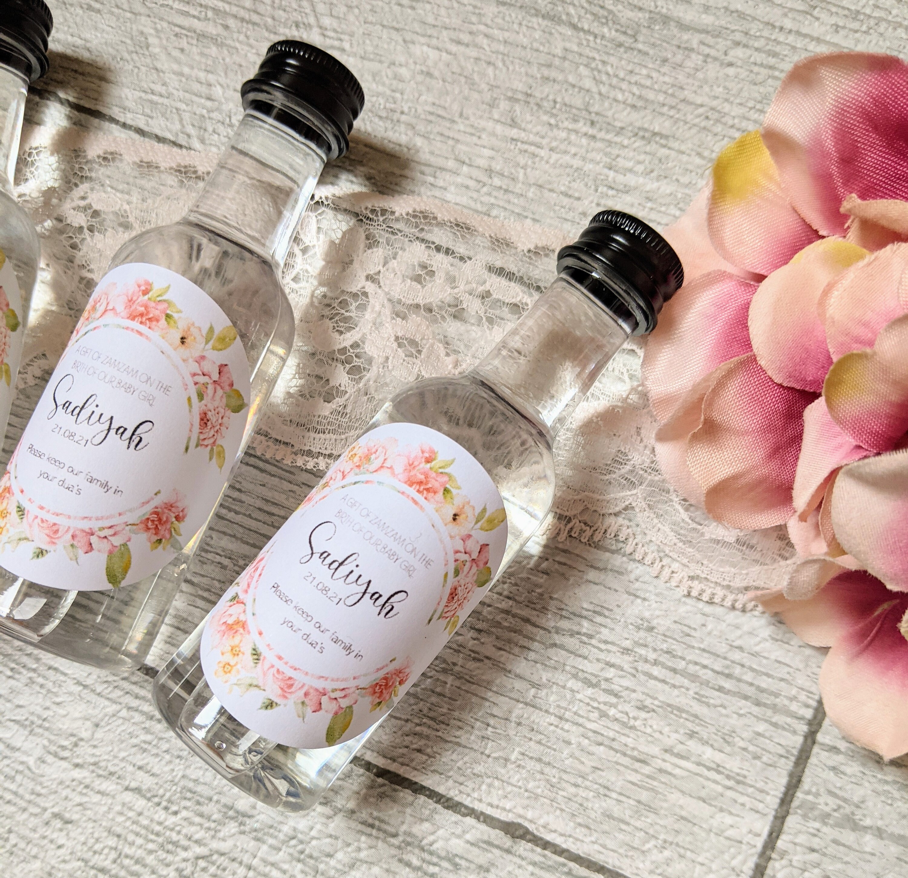 10 Personalised New Baby Girl Zam Zam Water Bottles Etsy