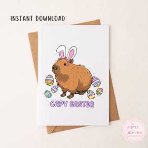 Capy Osterkarte | Niedliche Capybara Osterkarte | Digitale 13x18 Grußkarte | DIY Osterkarte | Sofortiger Download PDF | Frohe Ostern