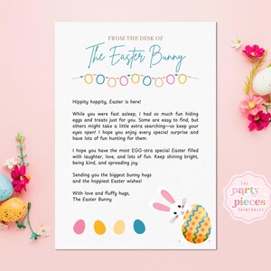 Carta del conejito de Pascua / Sorpresa de Pascua colorida e imprimible / Nota de Pascua para niños / Carta oficial del conejito de Pascua / Descarga instantánea