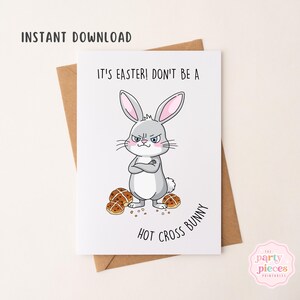 C'est Pâques ! Ne soyez pas un méchant lapin | Pâques drôle | Lapin grincheux mignon imprimable | Carte de voeux numérique bricolage 5 x 7 | Téléchargement instantané
