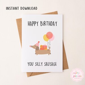 Lustige Geburtstagskarte für Sauser Hund | Alles Gute zum Geburtstag Du Dünkelwurst | Dackel Grußkarte | Druckbare Digital Download DIY | 5x7 PDF