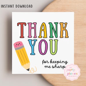 Danke, dass Sie mich scharf gehalten haben | Cookie-Karte für Lehrer | Bleistift Geschenkanhänger | Platz Digitaler Download | Druckbares Schulgeschenk