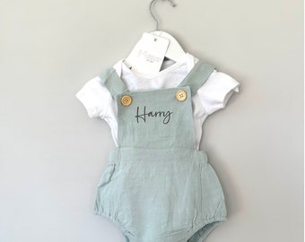 Personalised Dungarees Set | Newborn Outfit | Summer Clothes | Personalised Clothing | Gift for Newborn | Toddler Clothes