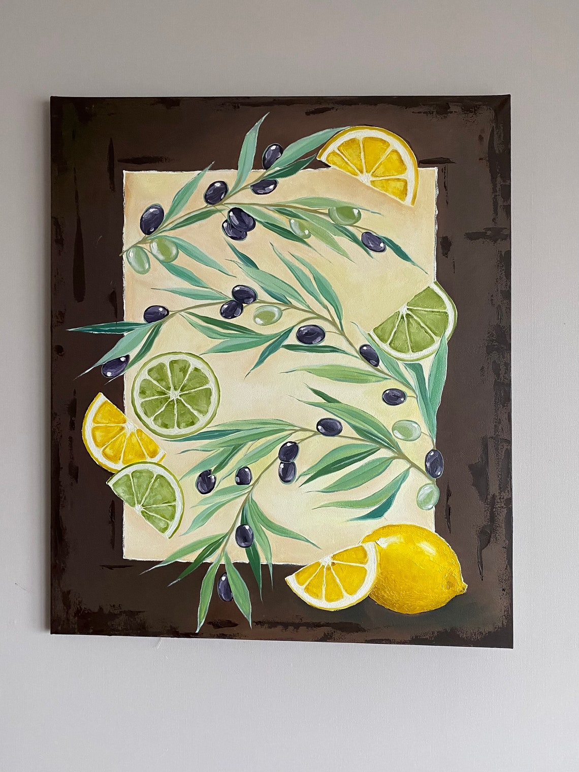 Original oil painting Olive Branches 70x60cm Art Etsy