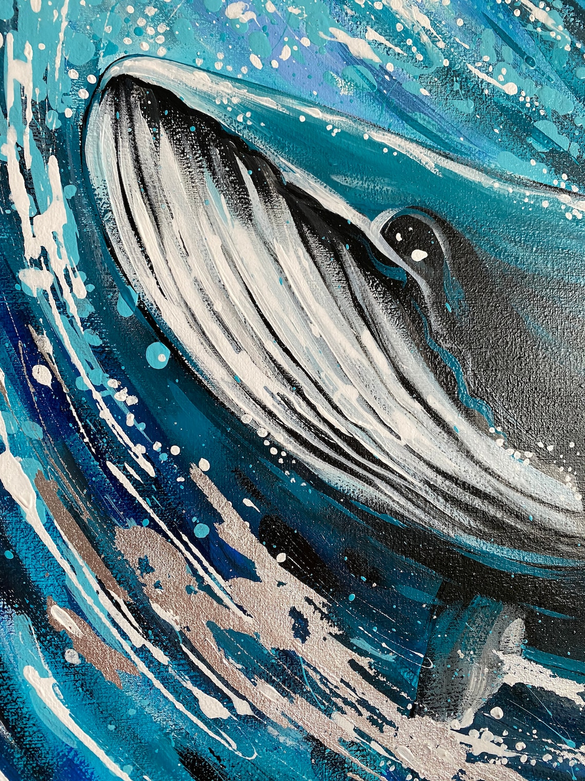 Original acrylic painting Whales in Waves Stormy Etsy