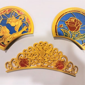 Princess Crown Mouse Ears | Modular Velcro Ears & Headband | Interchangeable 3D Printed Ears for Disney Trips