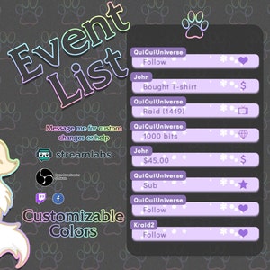 Basic Customizable Event List for Stream - Twitch and Facebook