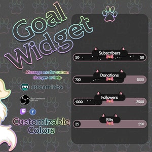 Kitten Goals for Stream - Customizable Widget - Twitch, Facebookgg, Youtube