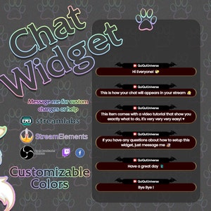 Bat Wings Chat for Stream - Customizable - Chat Box - Stream Elements and Stream Labs - Twitch, Facebookgg