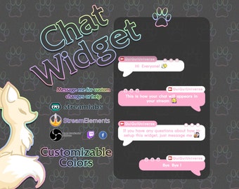 Anpassbarer rosa und weißer Wasserstrahl Chat – Streamlabs und StreamElements (Digitaler Download)
