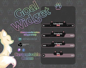 Kitten Goals for Stream - Customizable Widget - Twitch, Facebookgg, Youtube
