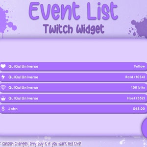 Violet Rounded Event List for Stream - Twitch