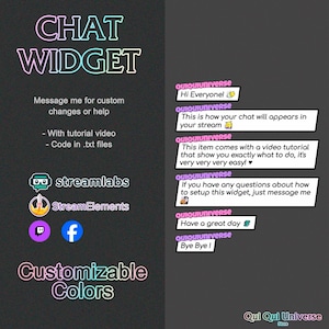 Cartoon Double Color Chat dla Stream - Dostosowywalne kolory - Stream Elements i Stream Labs - Twitch, Facebookgg