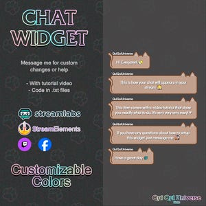 Animated Kitten Chat for Stream - Customizable - Chat Box - Stream Elements and Stream Labs - Twitch, Facebookgg