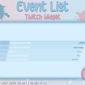 Transparent Blue Event List for Stream - Twitch