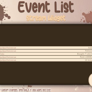 Brown Event List for Stream - Twitch, Facebookgg