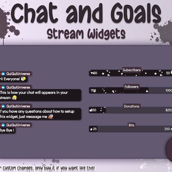 Dark Purple Chat and Goals for Stream - Twitch, Facebookgg
