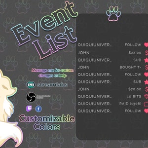 Simple Icons Event List for Stream - Customizable / Colors Changeable - Twitch and Facebookgg