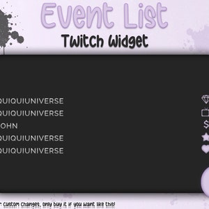 Light Purple Transparent Event List for Stream - Twitch