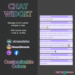 Custom Stream Chat Widget - Customizable Colors (Digital Download)