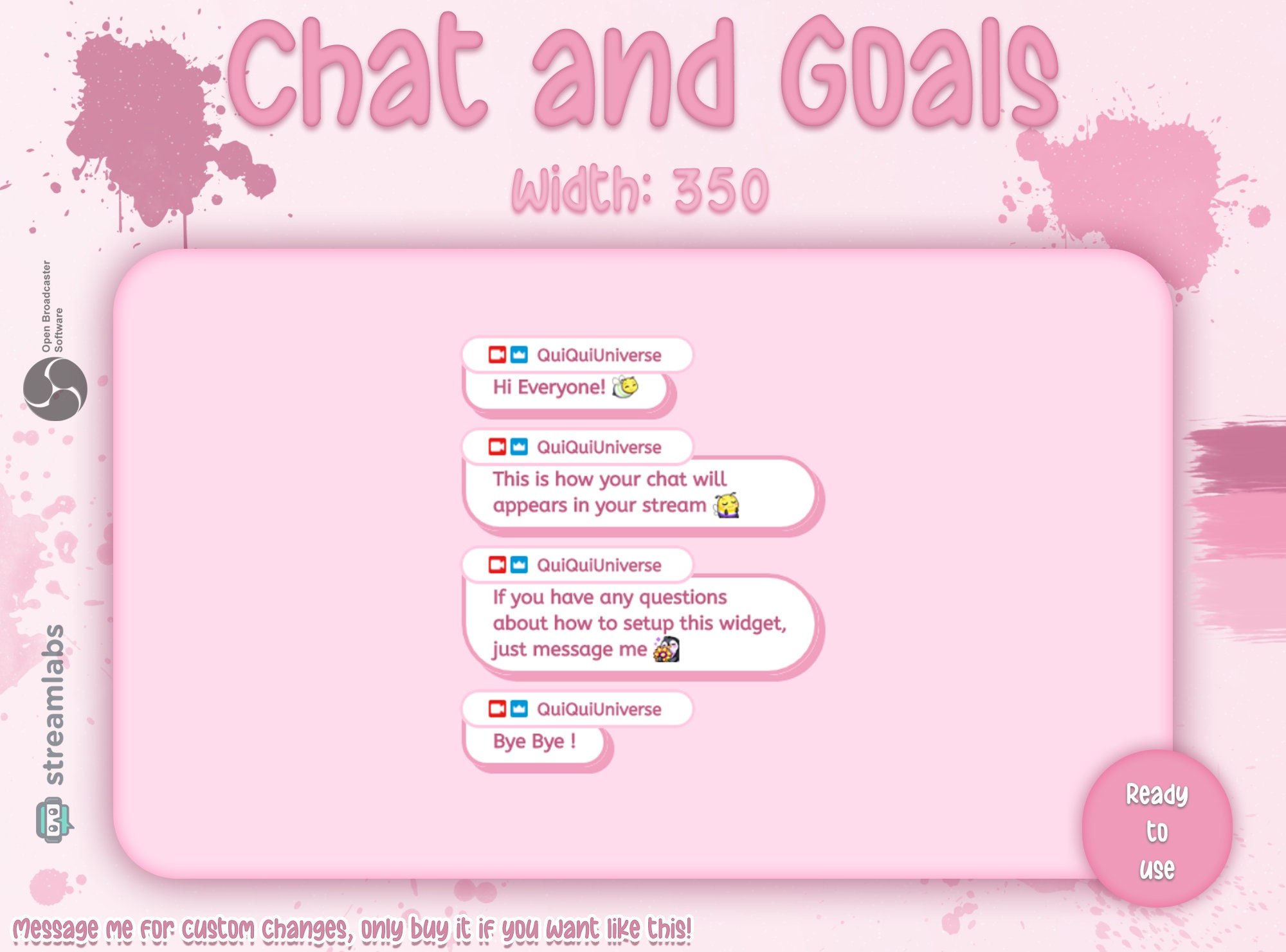 Cotton Pink Rounded Chat and Goals for Stream Twitch Etsy