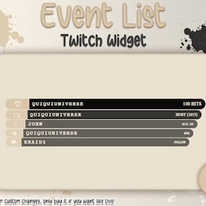 Beige & Black Event List for Stream - Twitch