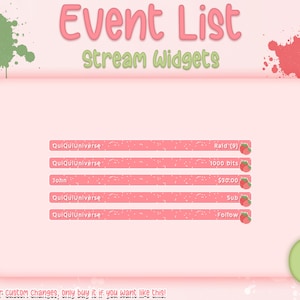 Strawberries Event List for Stream - Twitch and Facebook