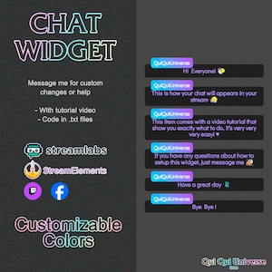 Cute Gradient Chat for Stream - Customizable Colors - Stream Elements and Stream Labs - Twitch, Facebookgg