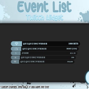 Black & Blue Animated Event List for Stream - Twitch