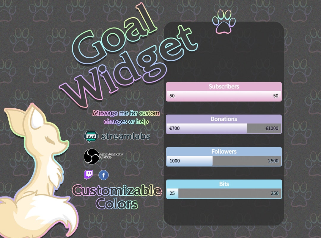 Customizable Stream Goal Widget – Twitch, Facebookgg (digital Download ...