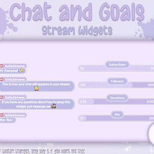Purple Dashed Chat and Goals for Stream - Twitch, Facebookgg