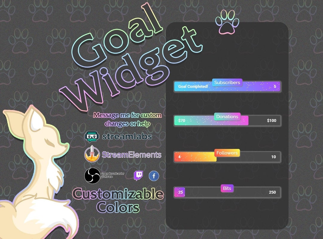 Cute Gradient Goals Widget for Stream - Customizable - Goals - Stream ...
