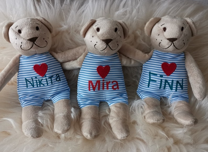 Bärchen mit Name Tröster Geburtstag Geburt Baby Geschenk Taufe Kleinigkeit Geschenk Ostern Kind personalisiert mit Wunschname Teddy love image 2