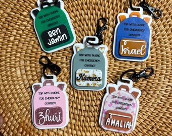 Personalized NFC Acrylic Backpack Tag: Emergency Contact, School Safety