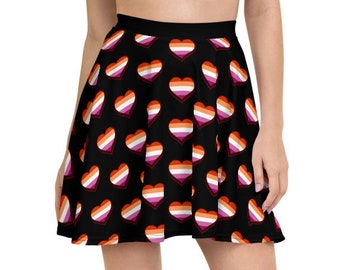 Lesbian Pride Skirt | XS - 3XL | Lesbian Hearts | Lesbian Flag | Lesbian Pride | Lesbian Colors | Lesbian Clothing | Lesbian Clothes