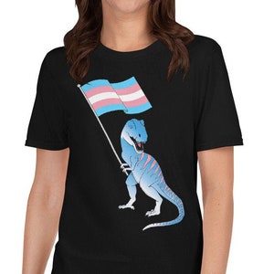 Fierce Dinosaur Transgender Pride Shirt | S - 3XL | Transgender Clothing | MTF | FTM | Transgender Flag | Transgender Dino