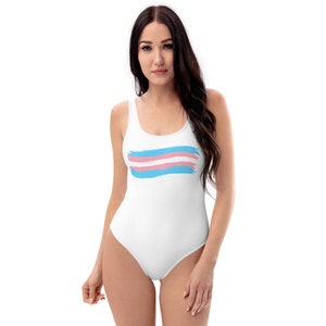 Simple Transgender Swimsuit | XS - 3XL | Transgender One Piece | Bathing Suit | Swimwear | Transgender Pride | Transgender Flag | Plus Size