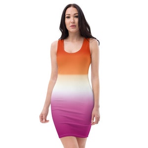 Lesbisches Kleid mit Farbverlauf | XS - XL | Dehnbares Material! | Lesbische Flagge | Lesbian Pride | Lesbische Kleidung | Lesbische Kleidung | Lesbische Farben
