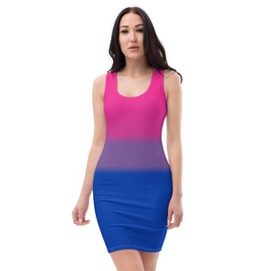 Bisexual Gradient Fitted Dress | XS - XL | Bisexual Pride | Bisexual Flag | Bisexual Colors | Bi Pride | Bisexual Clothing | Bisexual Dress